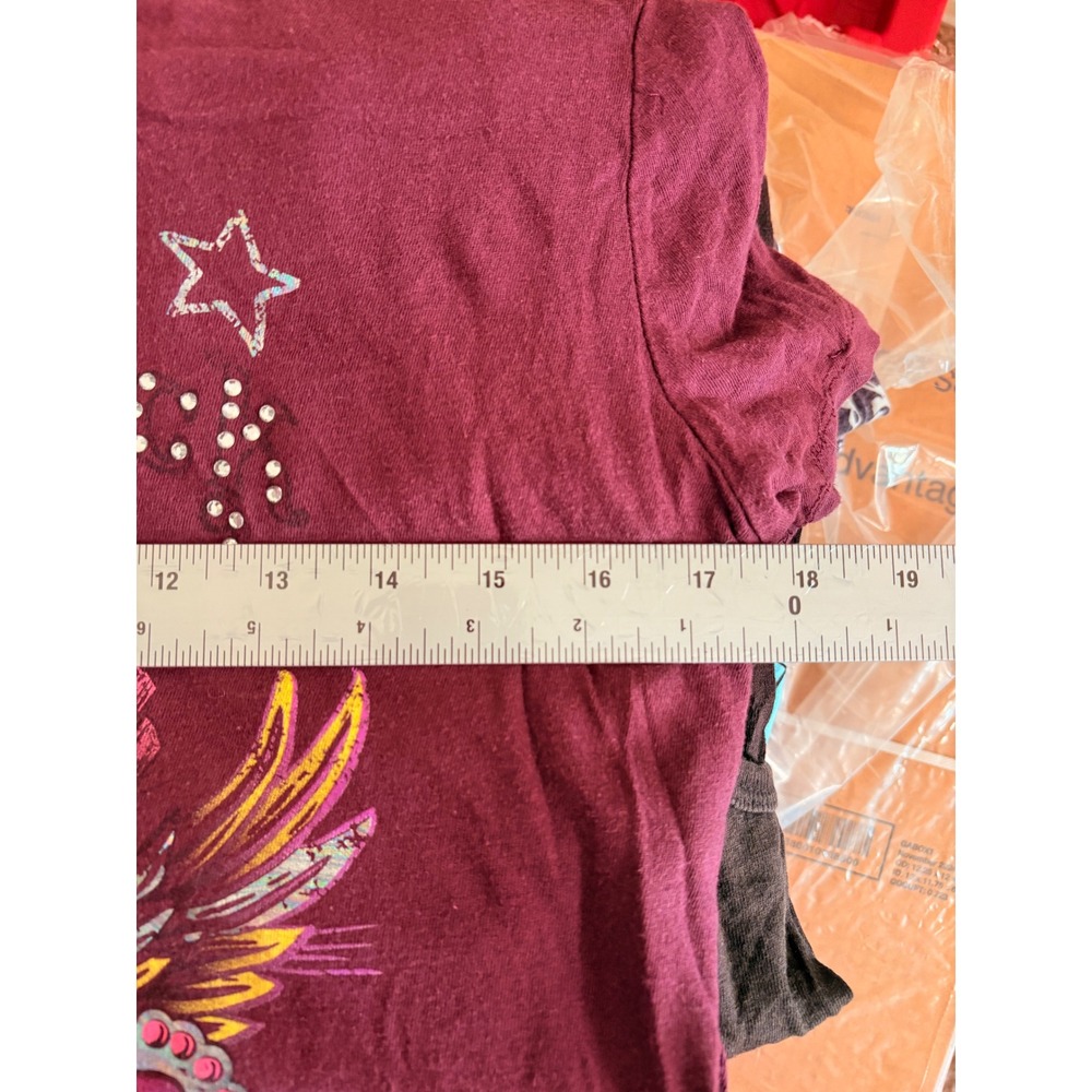 ❌❌❌SOLD❌❌❌Y2K Hard Rock Purple Graphic T-Shirt Rhinestone Crown Womens L #7 - Picture 4 of 4